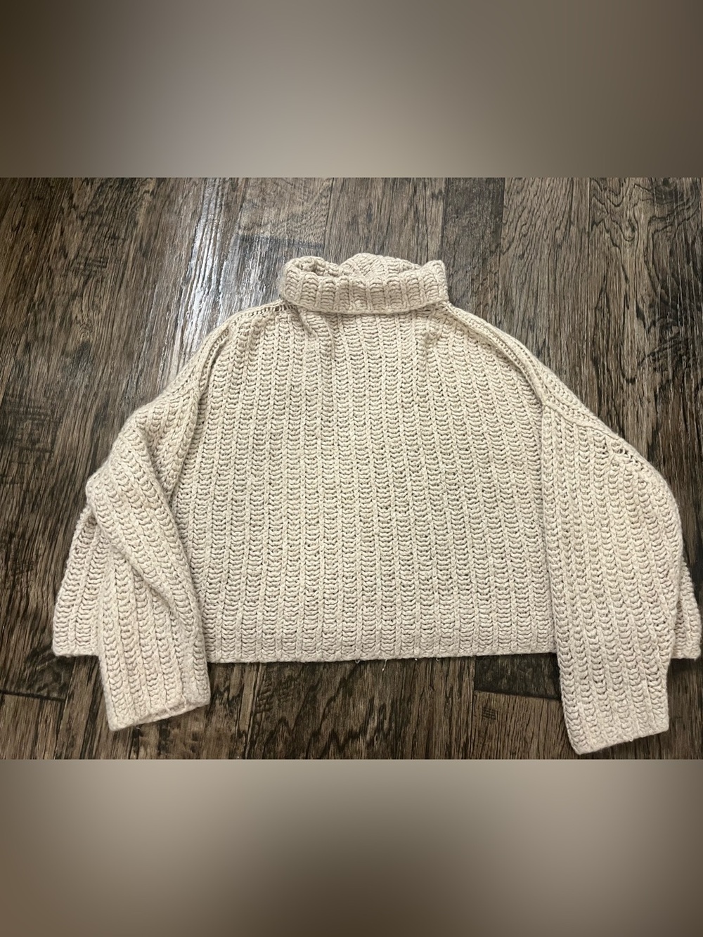 Free People Cream Chunky Turtleneck Sweater
